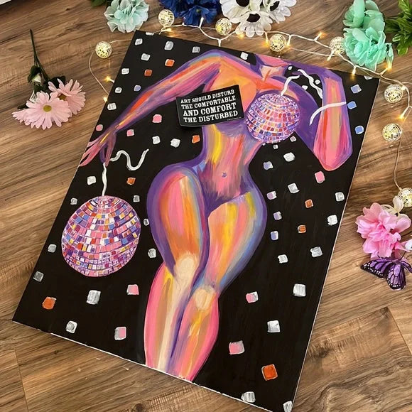 Hand Made Human Form Disco Ball Painting