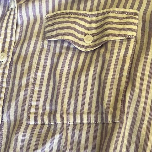 Thrifted Beach Lunch Lounge Striped Button-Up Shirt