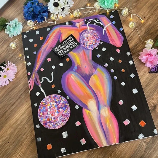 Hand Made Human Form Disco Ball Painting