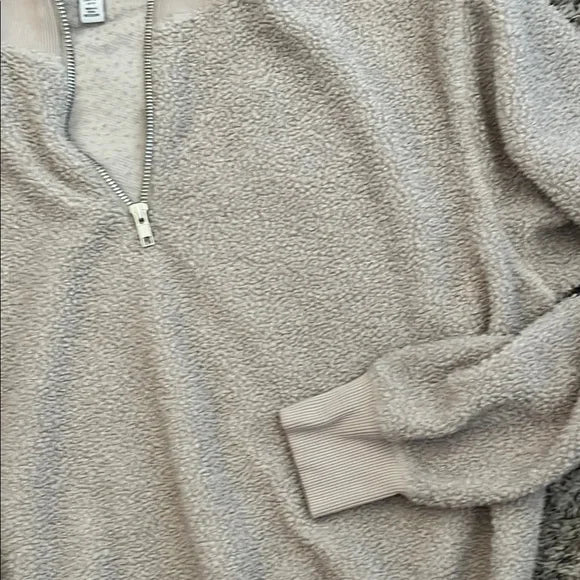 Thrifted Topshop Cozy Beige Quarter-Zip Sweater