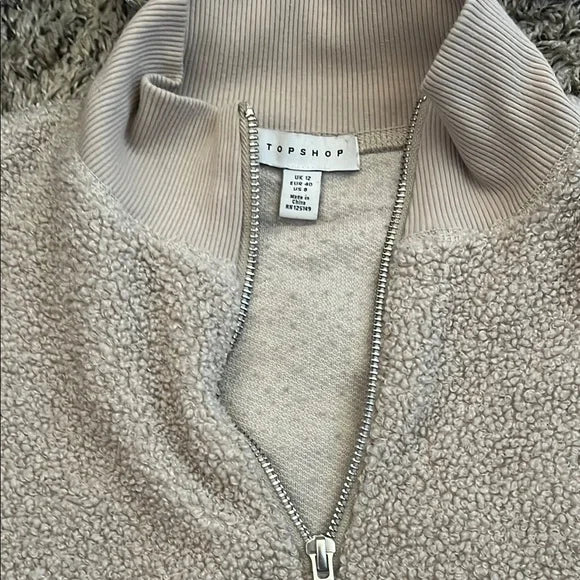 Thrifted Topshop Cozy Beige Quarter-Zip Sweater