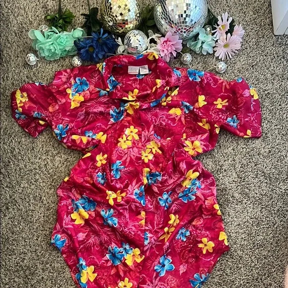 Thrifted Vintage Tropical Button Down Dress