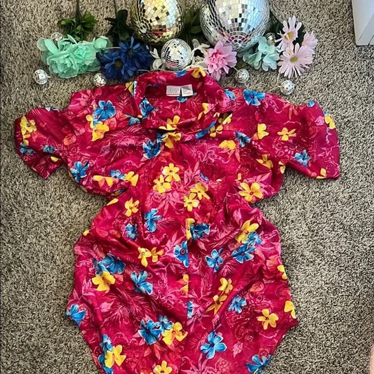 Thrifted Vintage Tropical Button Down Dress