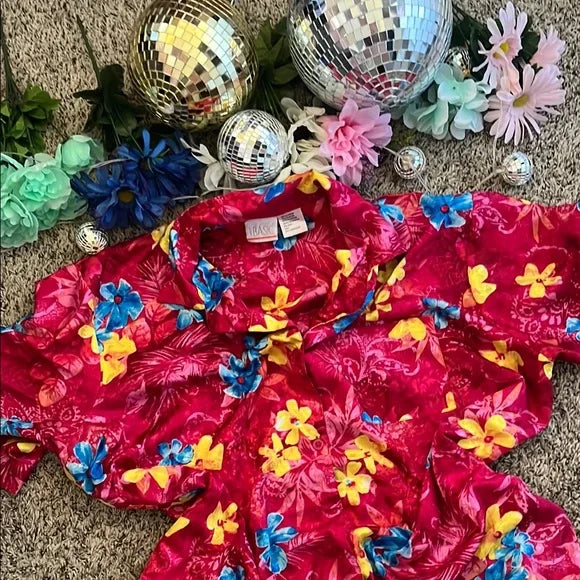 Thrifted Vintage Tropical Button Down Dress