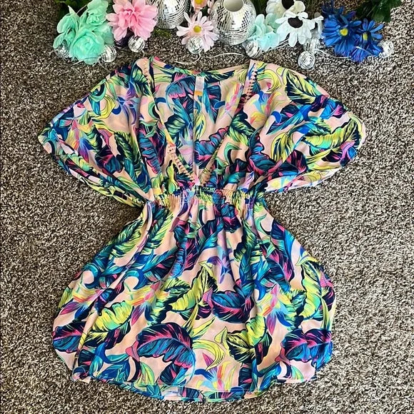 Thrifted Tropical Swim Coverup Dress