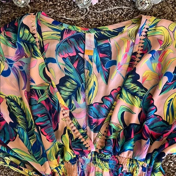 Thrifted Tropical Swim Coverup Dress