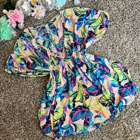 Thrifted Tropical Swim Coverup Dress