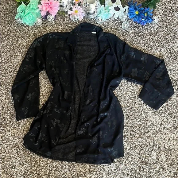 Thrifted Sheer Floral Cardigan