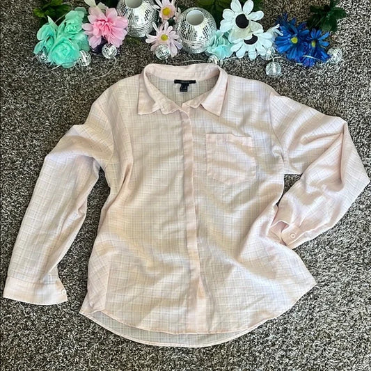 Thrifted Pink Button-Up Shirt