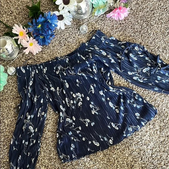 Thrifted Ruffled Off-the-Shoulder Blouse