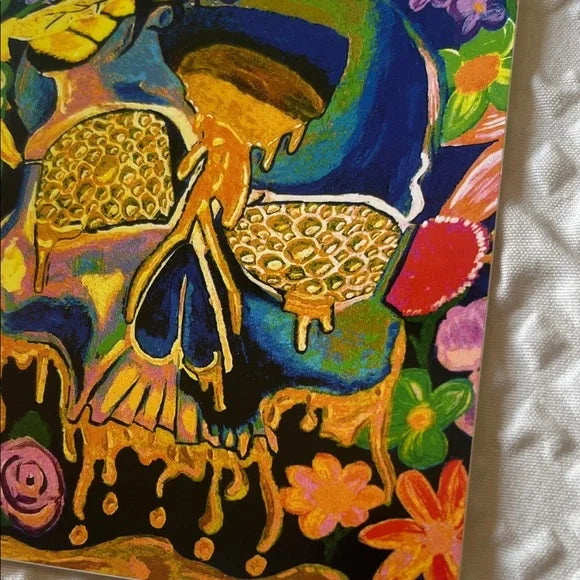 Hand Made Floral Bee Skull Art Sticker Pack