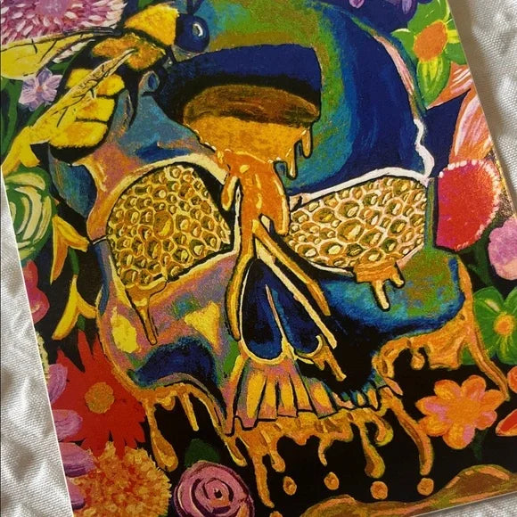 Hand Made Floral Bee Skull Art Sticker Pack