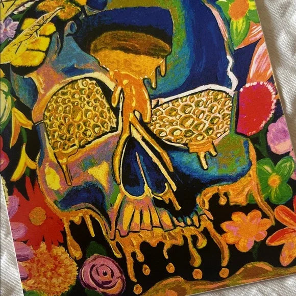 Hand Made Floral Bee Skull Art Sticker Pack