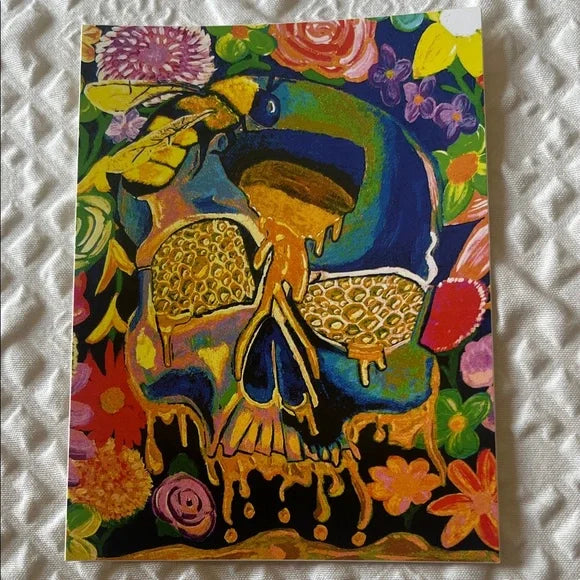 Hand Made Floral Bee Skull Art Sticker Pack