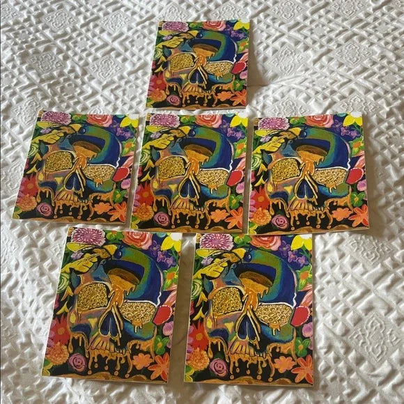 Hand Made Floral Bee Skull Art Sticker Pack