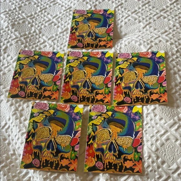 Hand Made Floral Bee Skull Art Sticker Pack
